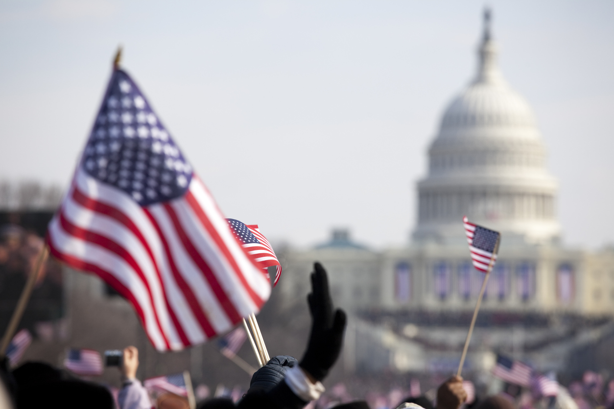 American flag proudly waving