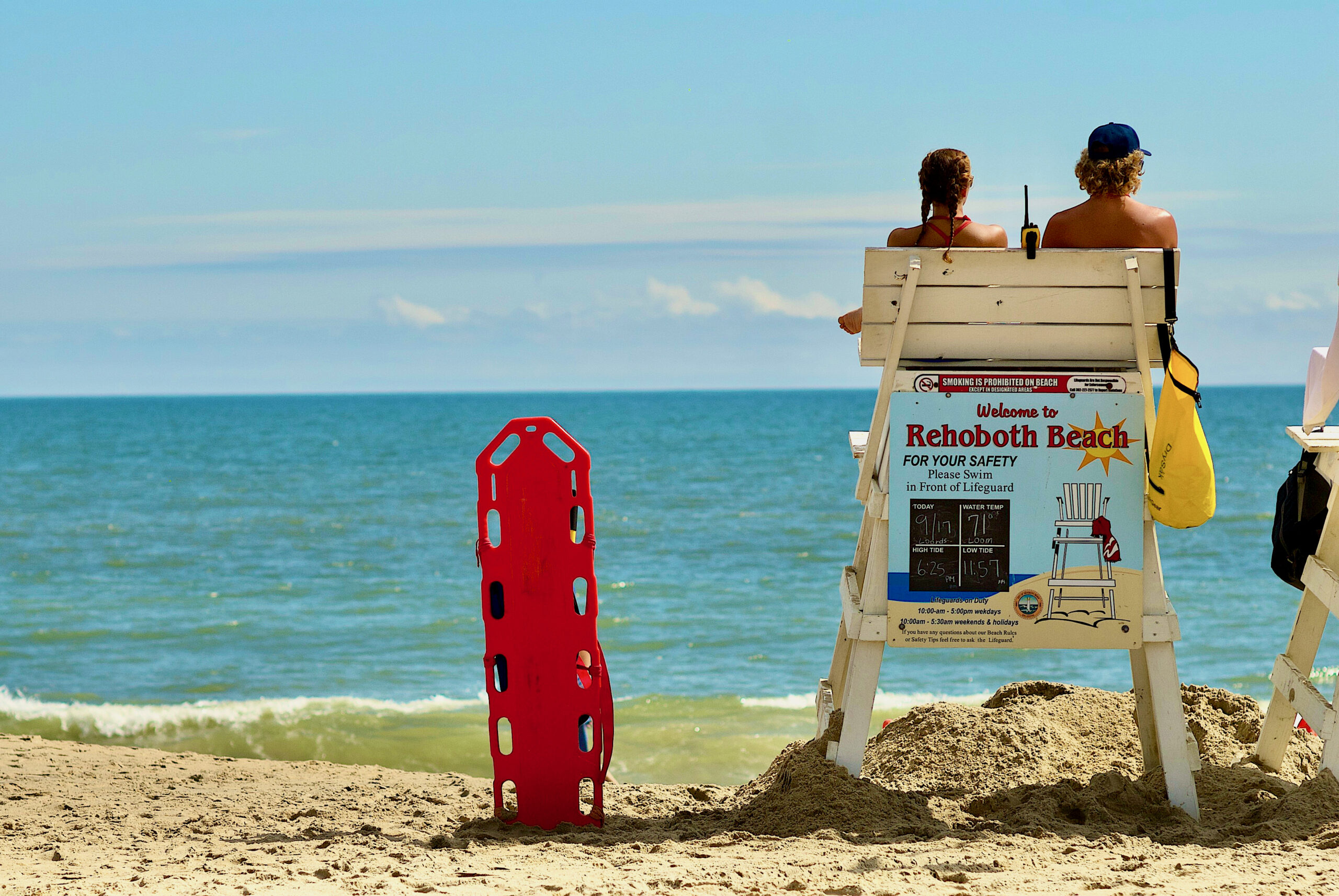 lifeguards watching rehoboth beach surfers